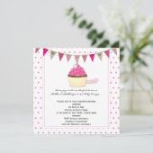 Invitation Baby shower de Cupcake rose (Debout devant)