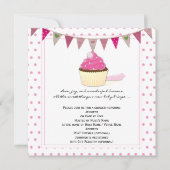 Invitation Baby shower de Cupcake rose (Devant)