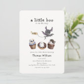Invitation Baby shower de cupcake Sweet Little Boo Halloween (Debout devant)