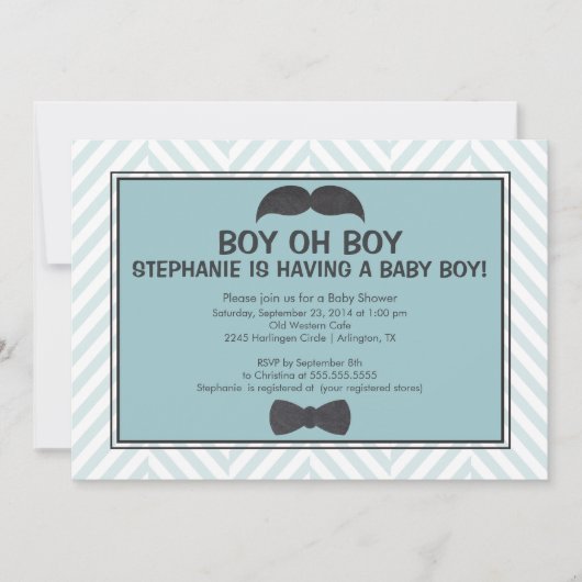 Invitation Baby shower de Cute Mustache Boys (Devant)