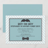Invitation Baby shower de Cute Mustache Boys (Devant / Derrière)