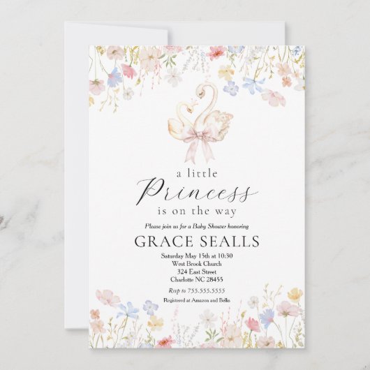 Invitation baby shower de cygne (Devant)