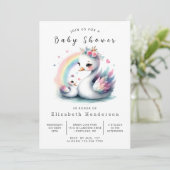 Invitation Baby shower de cygne à impression Boho (Debout devant)