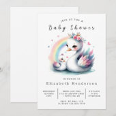 Invitation Baby shower de cygne à impression Boho (Devant / Derrière)