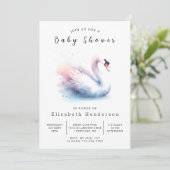 Invitation Baby shower de cygne à impression rustique (Debout devant)