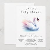 Invitation Baby shower de cygne à impression rustique (Devant / Derrière)