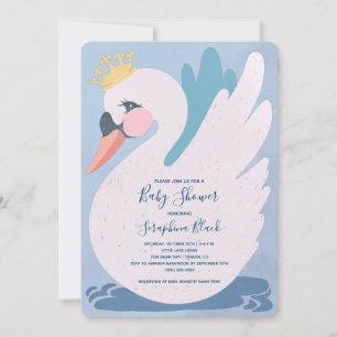 Invitation Baby shower de cygne bleu