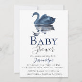 Invitation Baby shower de cygne bleu aquarelle (Devant)