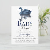 Invitation Baby shower de cygne bleu aquarelle (Debout devant)