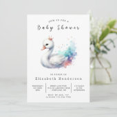 Invitation Baby shower de cygne de Bohême modifiable (Debout devant)