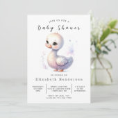Invitation Baby shower de cygne de Boho modifiable (Debout devant)