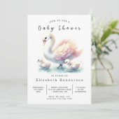 Invitation Baby shower de cygne de Boho modifiable (Debout devant)