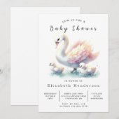 Invitation Baby shower de cygne de Boho modifiable (Devant / Derrière)