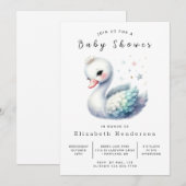 Invitation Baby shower de cygne élégant et modifiable (Devant / Derrière)