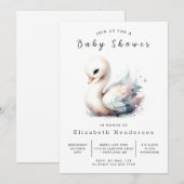 Invitation Baby shower de cygne en ligne simple (Devant / Derrière)