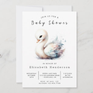 Invitation Baby shower de cygne en ligne simple