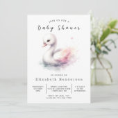 Invitation Baby shower de cygne en ligne simple (Debout devant)