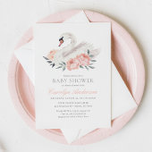 Invitation Baby shower de cygne floral