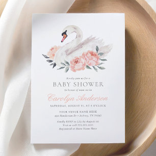 Invitation Baby shower de cygne floral