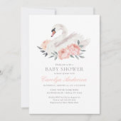 Invitation Baby shower de cygne floral (Devant)