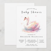 Invitation Baby shower de cygne moderne modifiable (Devant / Derrière)