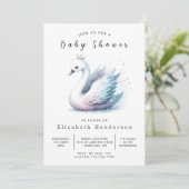 Invitation Baby shower de cygne modifiable (Debout devant)