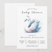 Invitation Baby shower de cygne modifiable (Devant / Derrière)