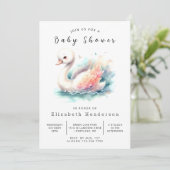 Invitation Baby shower de cygne modifiable (Debout devant)