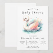 Invitation Baby shower de cygne modifiable (Devant / Derrière)