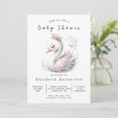 Invitation Baby shower de cygne modifiable gracieux (Debout devant)