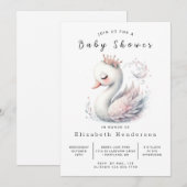 Invitation Baby shower de cygne modifiable gracieux (Devant / Derrière)