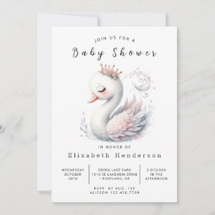 Invitation Baby shower de cygne modifiable gracieux