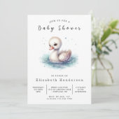Invitation Baby shower de cygne modifiable unique (Debout devant)