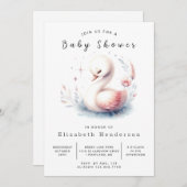 Invitation Baby shower de cygne modifiable Whimsy (Devant / Derrière)