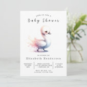 Invitation Baby shower de cygne modifiable Whimsy (Debout devant)