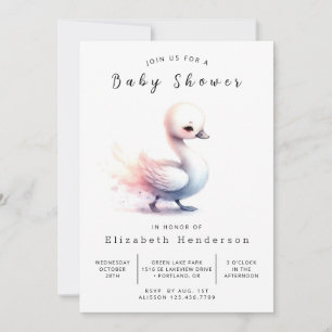 Invitation Baby shower de cygne modifiable Whimsy