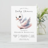 Invitation Baby shower de cygne modifiable Whimsy (Debout devant)