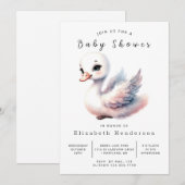 Invitation Baby shower de cygne modifiable Whimsy (Devant / Derrière)