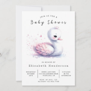 Invitation Baby shower de cygne numérique du lac