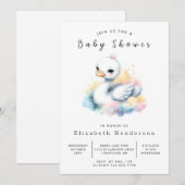 Invitation Baby shower de cygne numérique Whimsy (Devant / Derrière)