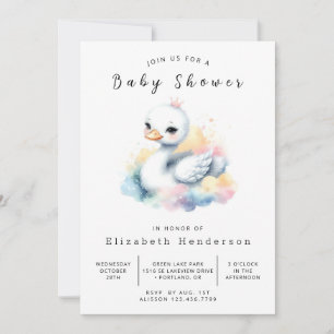 Invitation Baby shower de cygne numérique Whimsy