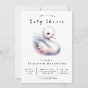 Invitation Baby shower de cygne personnalisé classique