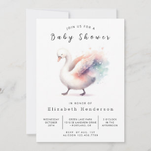 Invitation Baby shower de cygne personnalisé de Bohême