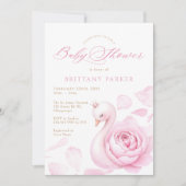 Invitation Baby shower de cygne rose (Devant)