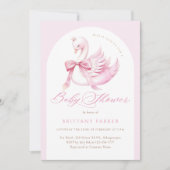 Invitation Baby shower de cygne rose Coquette (Devant)