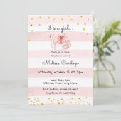 Invitation Baby shower de cygne rose délicat (Debout devant)