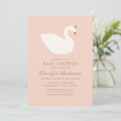 Invitation Baby shower de cygne rose élégant (Debout devant)
