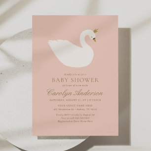 Invitation Baby shower de cygne rose élégant