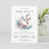 Invitation Baby shower de cygne simple modifiable (Debout devant)