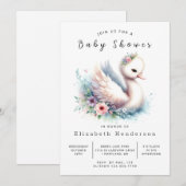 Invitation Baby shower de cygne simple modifiable (Devant / Derrière)